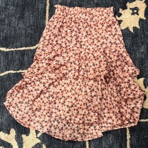 Ann Taylor Floral A-Line Skirt in Pink and Black